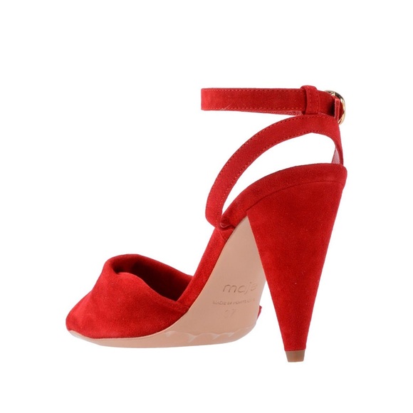 ‼️SALE‼️ Maje Fairy Twisted Red Suede High Heel Sandals - Picture 3 of 10